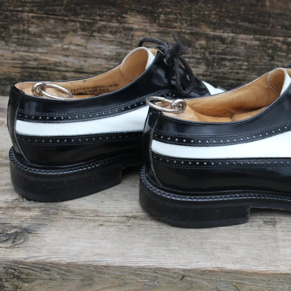 VTG Bravo Black & White Leather Spectator Wingtips, Size 42 EU, Made in Italy - Picture 7 of 12